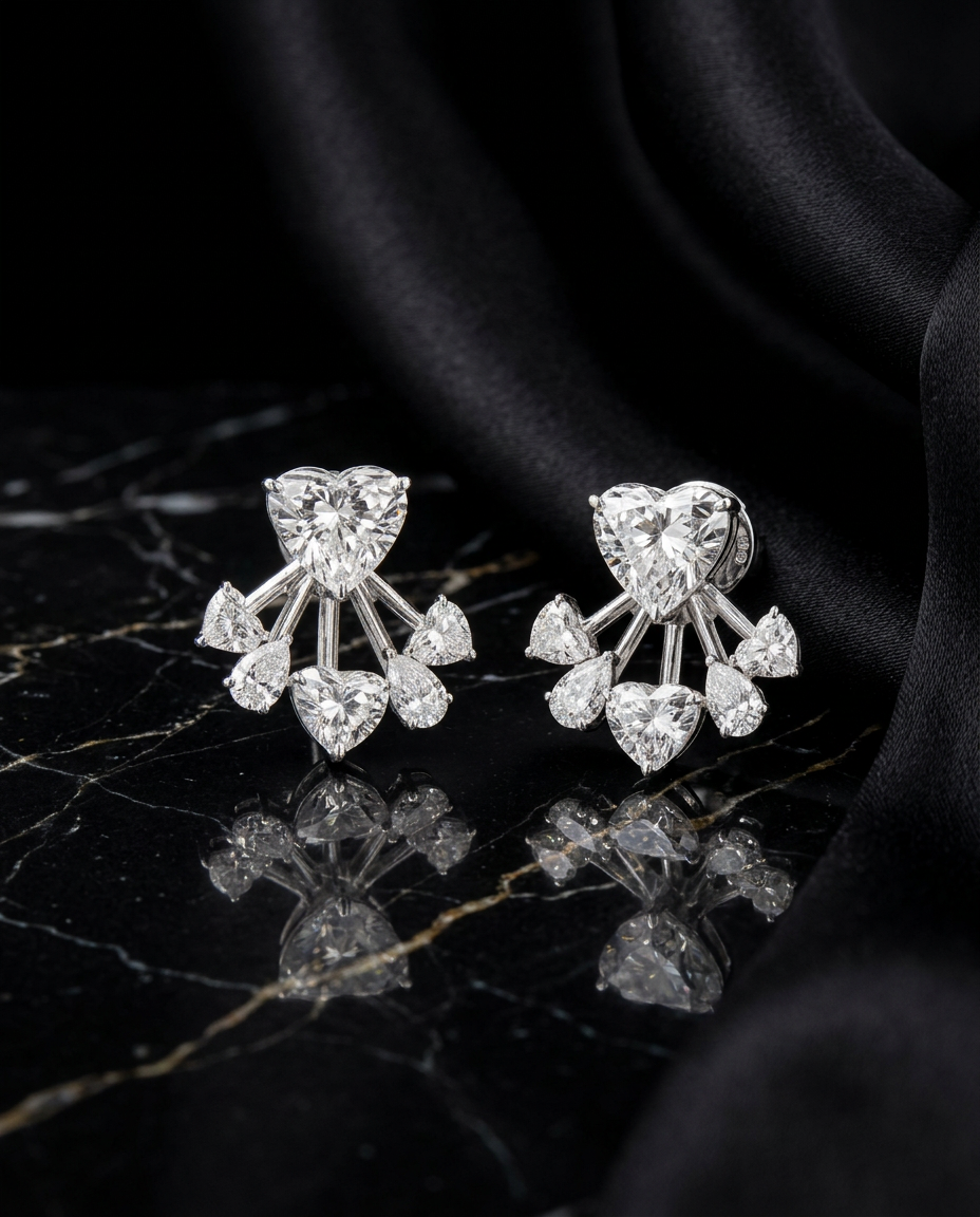 Altair Fine Jewels — Cygnus Heart and Pear Removable Earrings